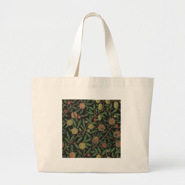Bolsa Tote Grande William Morris Pomegranate Fruta clássica (Frente)
