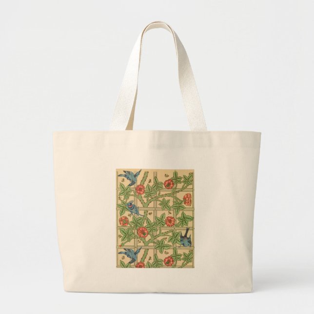 Bolsa Tote Grande William Morris Trellis Classic Wallpaper Design (Frente)