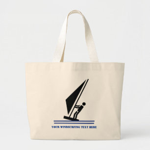 Bolsa Tote Grande Windsurfer em preto conselho, personalizado de nav