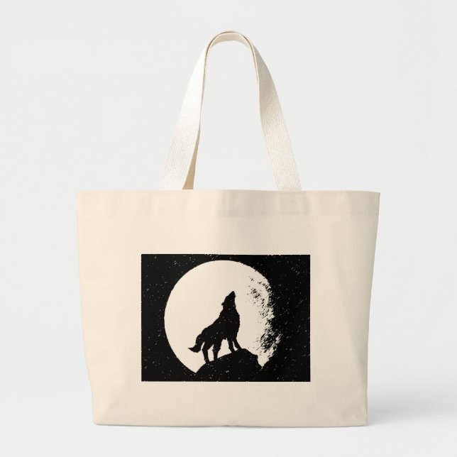 Bolsa Tote Grande Wolf & Moon Silhoutte (Frente)
