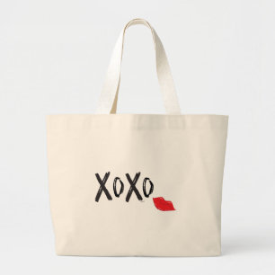 Bolsa Tote Grande XoXo-Hugs-Kisses-with-Red-Lábios