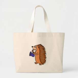 Bolsa Tote Grande XX- ouriço que joga desenhos animados do saxofone