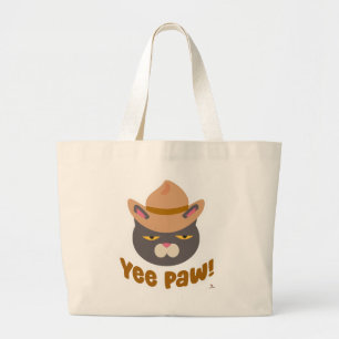 Bolsa Tote Grande Yee Paw Legal Cowboy Que Gato Engraçado Slogan