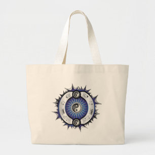 Bolsa Tote Grande Yin azul elétrico Yang