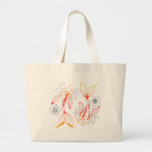 Bolsa Tote Grande Yin Yang Koi Fish Sunburst