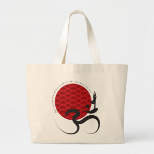 Bolsa Tote Grande Yoga do Sol Vermelho Asiático e Caligrafia Zen Mod