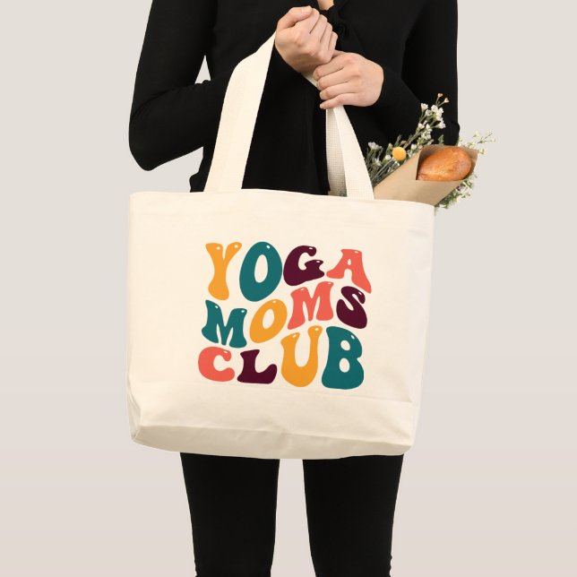 Bolsa Tote Grande Yoga Mães Club Souvenir Retro Style Groovy (Frente (produto))
