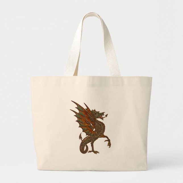 Bolsa Tote Grande Yold Medieval Dragon Design (Frente)