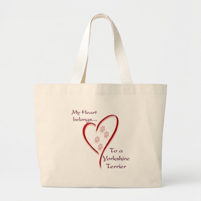 Bolsa Tote Grande Yorkshire Terrier Heart Pertence (Frente)