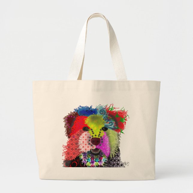 Bolsa Tote Grande Yorkshire Terrier - Patchwork (Frente)