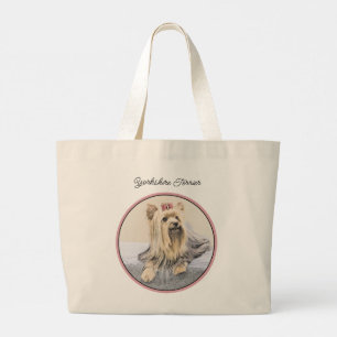 Bolsa Tote Grande Yorkshire Terrier pintando uma beleza original de