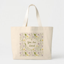 Bolsa Tote Grande You Are Loved Floral Heart 