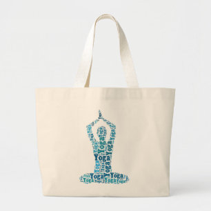 Bolsa Tote Grande Zen da nuvem da palavra da pose de Lotus da ioga