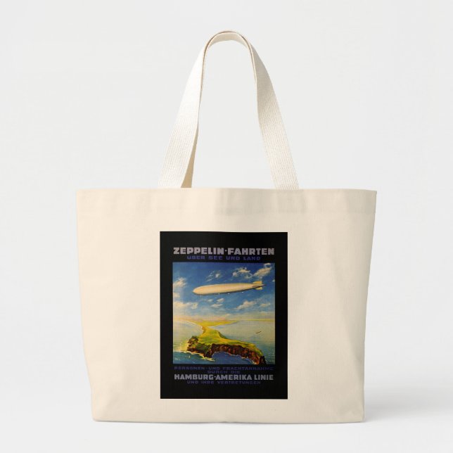Bolsa Tote Grande Zeppelin Trips ~ Over Sea and Land (Frente)