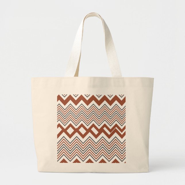 Bolsa Tote Grande Zigzag Colorida de Verão (Frente)