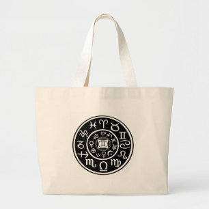 Bolsa Tote Grande Zodiac - Constelação de Gemini e Design planetária