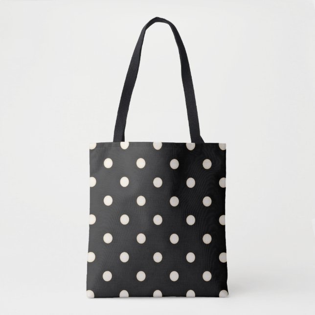 Bolsa Tote Grandes Bolinhas, brancas e pretas (Frente)