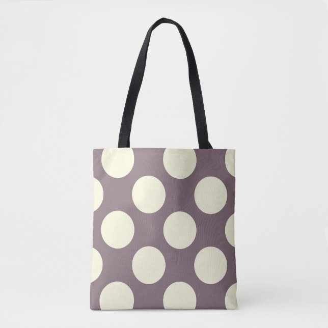Bolsa Tote Grandes círculos de bolinhas de nata em roxo (Frente)