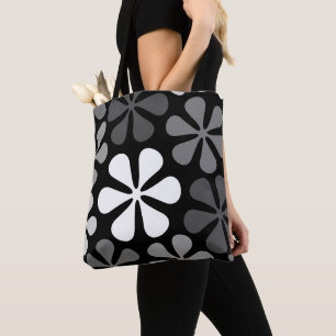 Bolsa Tote Grandes flores abstratas monocromáticas