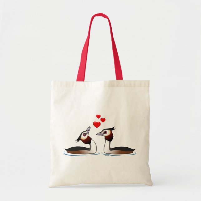 Bolsa Tote Grandes Grebes com crista no amor (Frente)