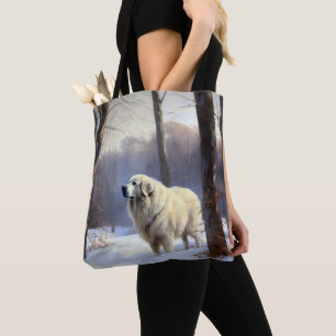 Bolsa Tote Grandes Pirenéus Deixe Nevar Natal