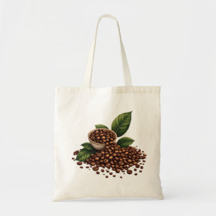 Bolsa Tote Grãos de Café e Folhas