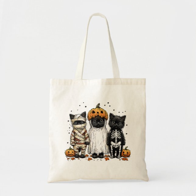 Bolsa Tote Grappige drie Halloween katten (Frente)