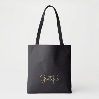 Bolsa Tote Grateful Preto Dourado Personalizado com Letra de