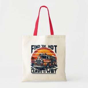 Bolsa Tote Grático de Caminhão de Bombeiros Vintage no Pôr do