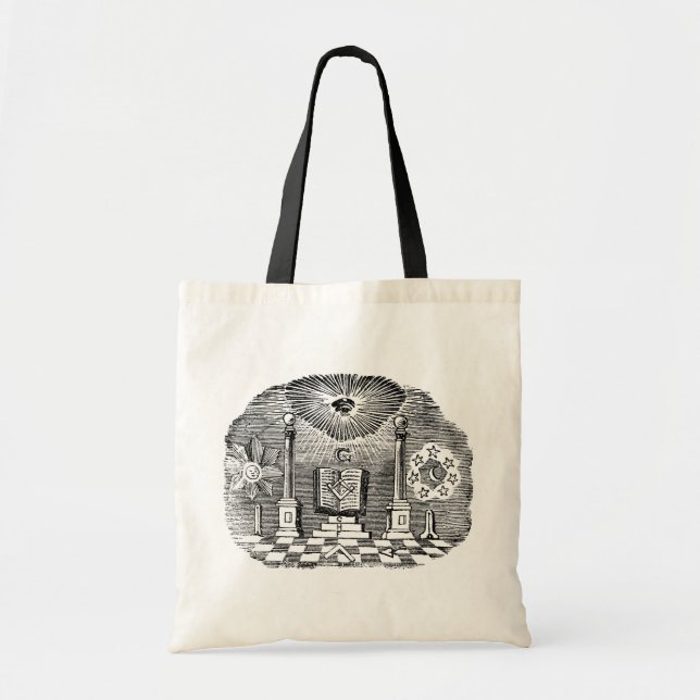 Bolsa Tote Gravação Masonic Blockcut do século 19 (Frente)