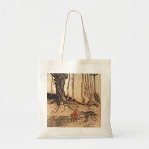 Bolsa Tote Gravura vintage de Chapeuzinho Vermelho e Lobo de