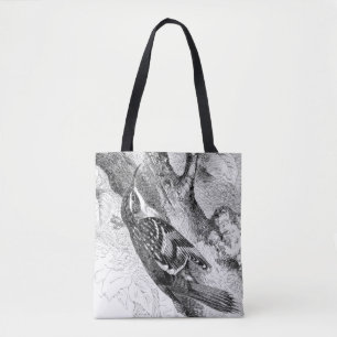 Bolsa Tote Gravuras de Aves - um Trepador. Observador de aves