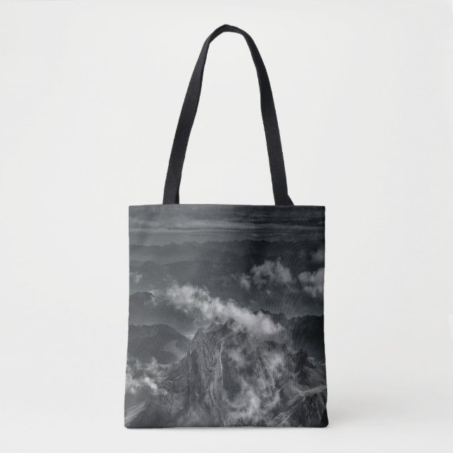 BOLSA TOTE GRAYSCALE PHOTO OF MOUNTAIN RANGE (Frente)