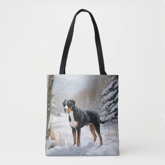 Bolsa Tote Greater Swiss Mountain Deixe Nevar Natal (Frente)