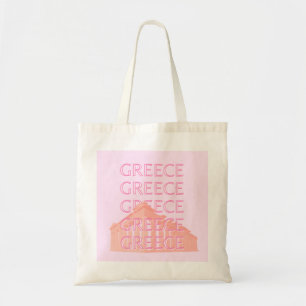 Bolsa Tote Grécia, Arte Viagem, Arte Pastel Viagem, Rosa