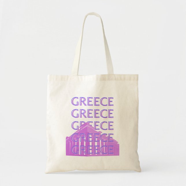 Bolsa Tote Grécia, Arte Viagem de Atenas, Arte RetroViagem (Frente)