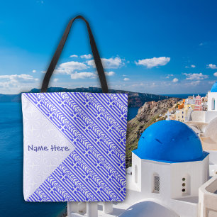 Bolsa Tote Grécia Bandeira Grega Azulexagonal Personalizada