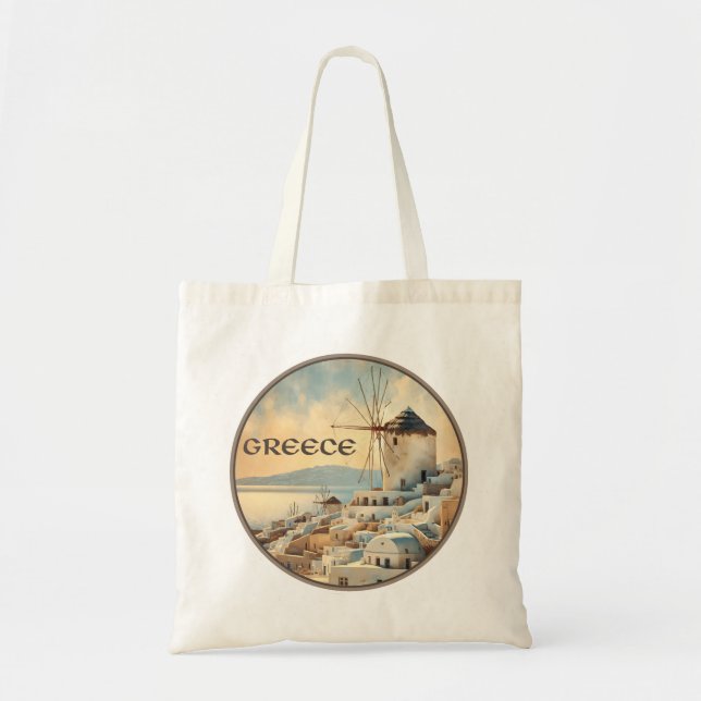 Bolsa Tote Grécia Windmills de Mykonos (Frente)