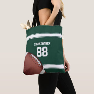 Bolsa Tote Green and White Strips Jersey Grid Iron Futebol