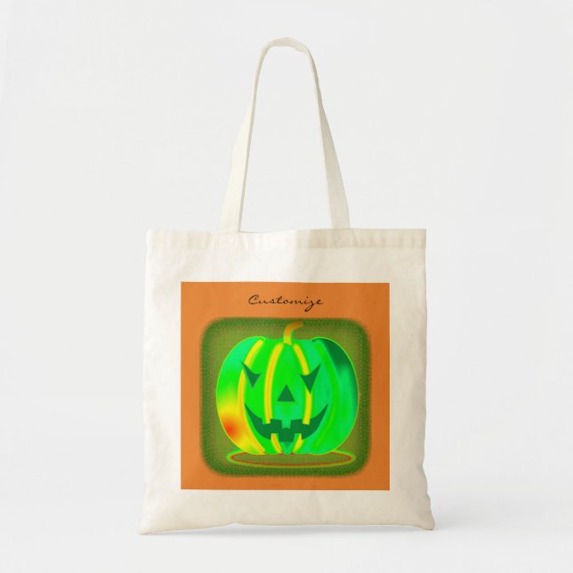 Bolsa Tote Green Jack o'lantern Halloween Thunder_Cove (Frente)