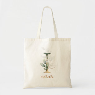 Bolsa Tote Greenery Dourado Foliage Personalizado - Letra "I"