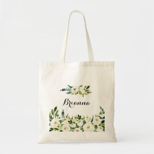 Bolsa Tote Greenery White Autumn Floral Bridesmaid Tote Bag
