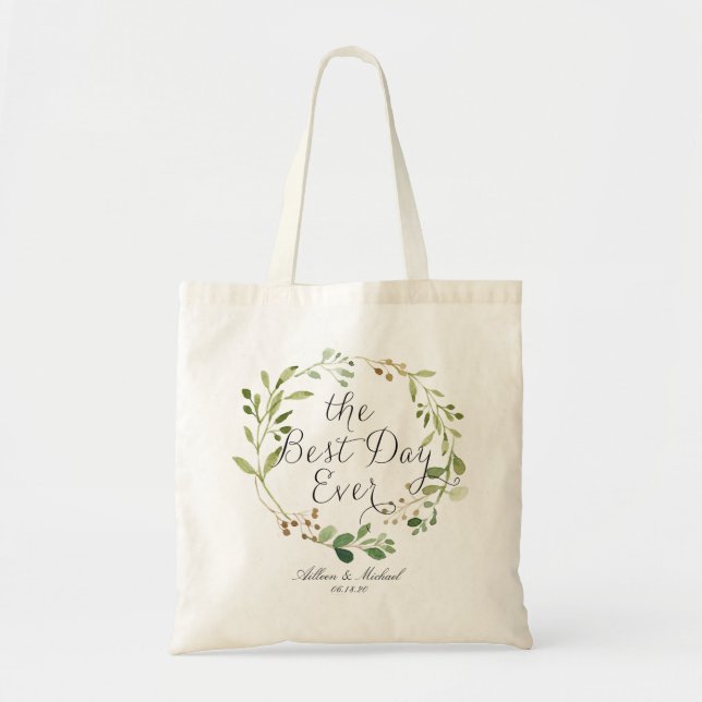 Bolsa Tote Greenery Wreath the Best Day (Frente)