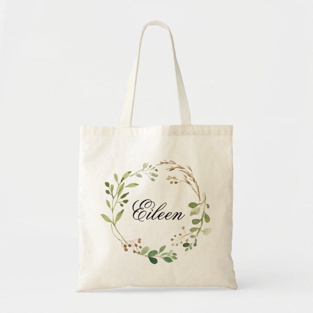 Bolsa Tote Greenery Wreath Wedding Welcome (Frente)
