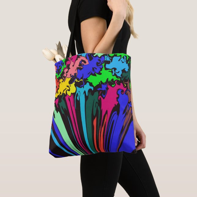 Bolsa Tote Grelha Colorida abstrato / Empurrada / (Close Up)