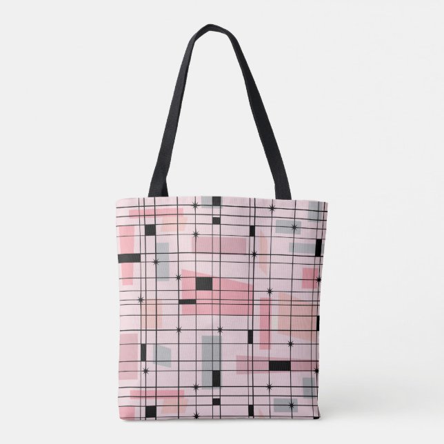 Bolsa Tote Grelha Cor-de-Rosa e Barra de Inicialização (Verso)