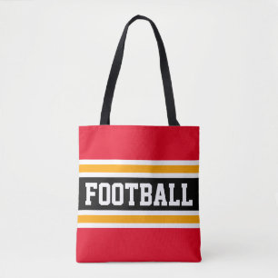 Bolsa Tote Grelha de FUTEBOL Brilhante Vermelho Negro Amarelo
