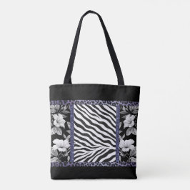 Bolsa Tote Grelha de zebra com preto e branco