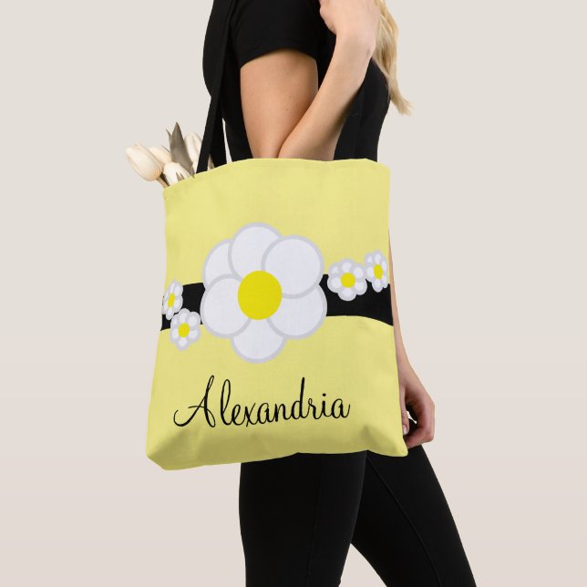 Bolsa Tote Greve Negra Amarela Daisy (Close Up)