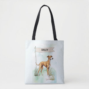 Bolsa Tote Greyhound Aquarela Cachorro Personalizado